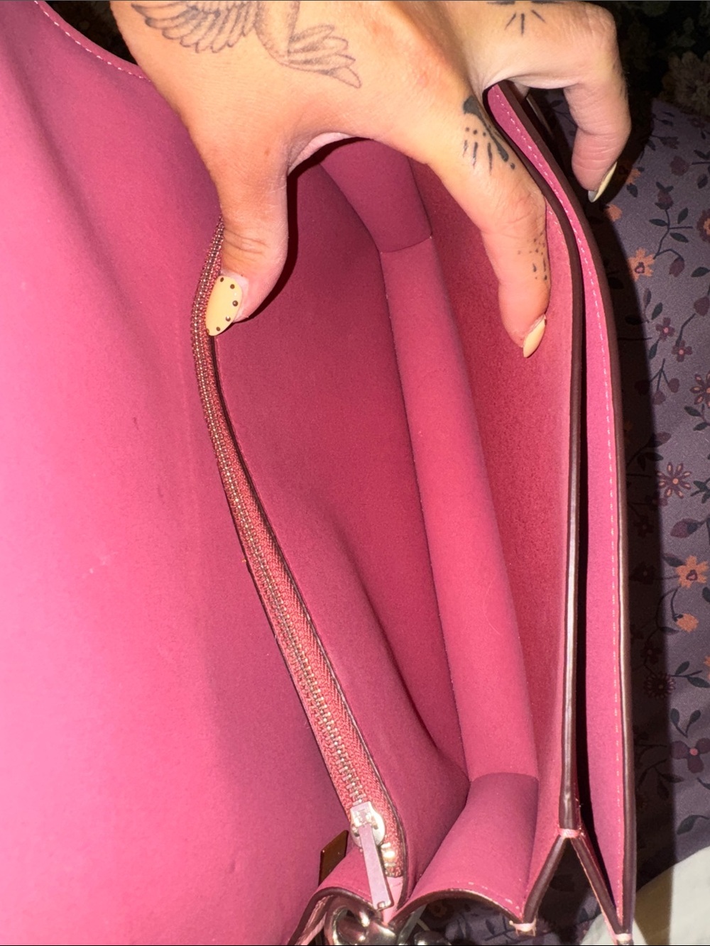 Pink Shoulder Bag with Signature C Accent - Picture 4 of 5